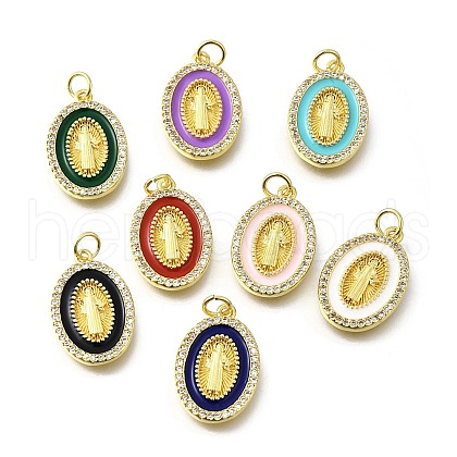 Brass Micro Pave Cubic Zirconia Pendants KK-U072-37G-1