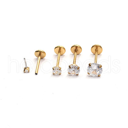 Stainless Steel Clear Cubic Zirconia Threadless Labret Stud WG18B1C-09-1