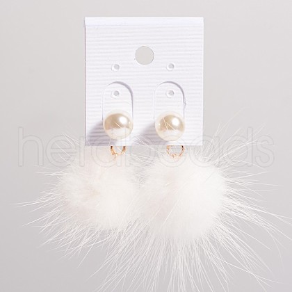 Villus Acrylic Imitate Pearl Dangle Earrings X-EJEW-O033-04E-1