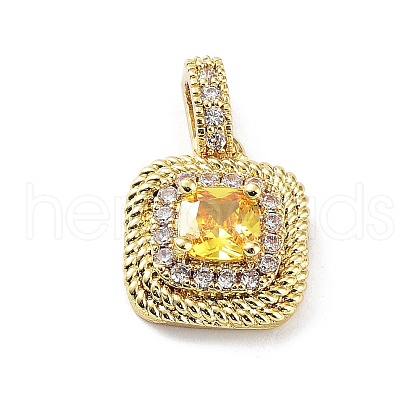 Rack Plating Brass Micro Pave Cubic Zirconia Pendants KK-P247-03G-1