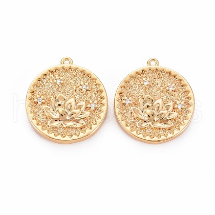 Brass Micro Pave Clear Cubic Zirconia Pendants KK-S364-124-1