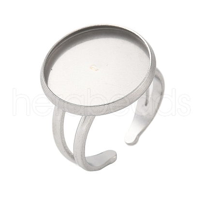 Non-Tarnish 304 Stainless Steel Cuff Ring Settings STAS-E202-02F-P-1