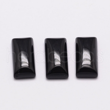 Rectangle Natural Dyed & Heated Black Agate Cabochons G-K031-03-1