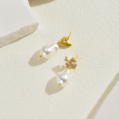 Elegant Brass Dangle Stud Earrings KS8037-1-1