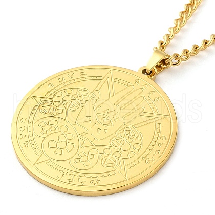 304 Stainlessa Steel Curb Chain Pendant Necklaces NJEW-H034-06G-1
