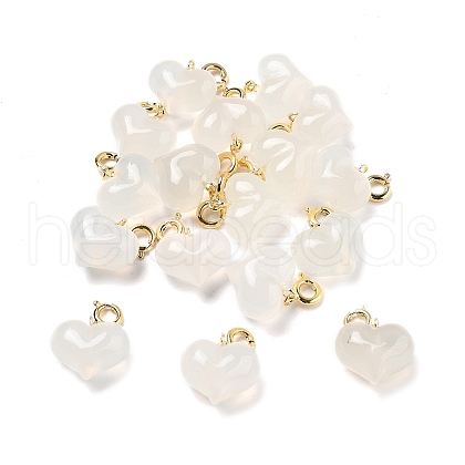Natural Agate Heart Pendant Decorations G-U025-01G-1