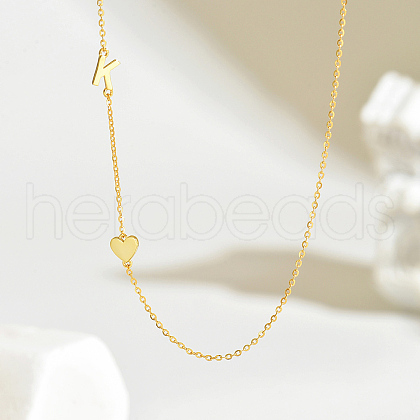 Minimalist 925 Sterling Silver Letter Heart Link Chain Necklaces for Women Vacation Party IG1020-3-1