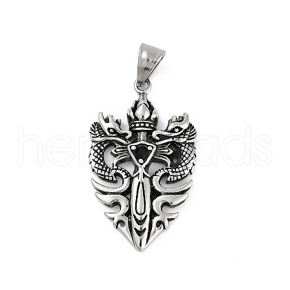 304 Stainless Steel Big Pendants STAS-F310-20AS-1