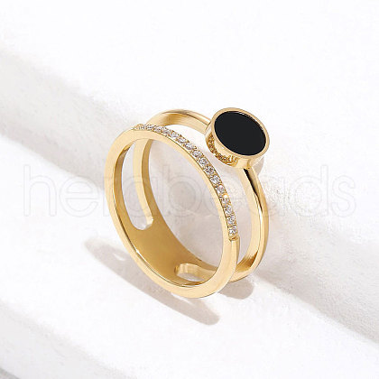 Fashionable Special-Interest 304 Stainless Steel Cubic Zirconia Finger Rings FS-WGDC130-05-1