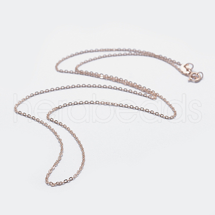 925 Sterling Silver Cable Chain Necklaces STER-F039-45cm-07RG-1