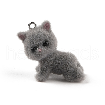 Flocking Resin Cute Kitten Pendants MACR-P043-K03-1