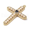 Rack Plating Brass Micro Pave Cubic Zirconia and Plastic pearl Pendants KK-Q786-08G-2