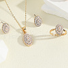 Bohemian Style Alloy & Crystal Rhinestone & Plastic Pearl Pendant Necklace & Stud Earring & Cuff Bangle & Ring Sets FS-WG7DE97-01-3