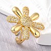 Brass Micro Pave Cubic Zirconia Adjustable Open Cuff Rings for Women RJEW-K292-02G-3