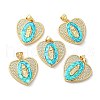 Rack Plating Brass Micro Pave Cubic Zirconia with Synthetic Opal Pendants KK-D088-30G-1