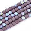 Frosted Opaque Glass Beads Strands GLAA-T032-P4mm-MBB15-1