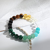 Natural  Black Obsidian & Tiger Eye & Malachite & Citrine & Green Aventurine & Glass Round Bead Stretch Bracelets WG6A8BD-06-1
