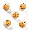 Halloween Printed Schima Wood European Beads WOOD-G023-07C-1