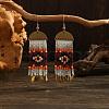 Bohemian Style Square Glass Bead Handmade Dangle Earrings ZK4916-1-1