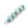 Synthetic Turquoise Round & Natural Freshwater Shell Disc Beaded Pendants PALLOY-JF03987-02-4
