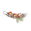 Alloy Curved Tube Wrapped Acrylic & Resin Flower Connector Charms PALLOY-JF03890-3