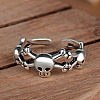 Brass Skull Spider Open Cuff Finger Ring SKUL-PW0002-042S-1-1