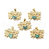 Rack Plating Brass Micro Pave Cubic Zirconia with Synthetic Opal Pendants KK-D088-15G-1