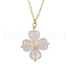 Natural Rose Quartz Clover Shamrock Pendant Necklaces NJEW-JN05170-04-2