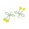 Flower & Bowknot Glass Beaded Dangle Earrings EJEW-TA00518-4
