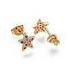 Brass Micro Pave Cubic Zirconia Stud Earrings X-EJEW-F201-05G-2