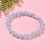 Natural Aquamarine Round Bead Stretch Bracelets for Men Women BJEW-U034-01D-01-2