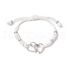 2Pcs Heart Alloy Charm Bracelets BJEW-JB11503-3