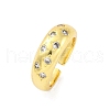 Brass Micro Pave Clear Cubic Zirconia Cuff Rings for Women RJEW-H248-01G-01-4