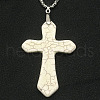 Fashion Style Natural Howlite Cross Pendant Popcorn Chain Necklaces XM3252-4