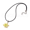 Glass Seed Beads & Polymer Clay & Evil Eye Lampwork Snowflake Pendant Necklaces NJEW-MZ00102-02-4