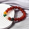 Natural Carnelian Round Beaded Bracelets BJEW-M110-03B-3