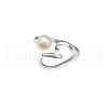 Heart 925 Sterling Silver with Natural Freshwater Pearl Cuff Rings for Women FS-WG385D2-01-5