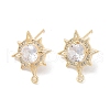 Brass Micro Pave Cubic Zirconia Stud Earring Findings KK-E107-09G-1