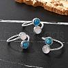 Natural Apatite & Rose Quartz Finger Rings RJEW-A068-03P-03-1