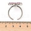 Flower Brass Micro Pave Cubic Zirconia Cuff Rings for Women RJEW-A069-14P-7
