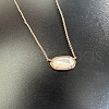 Brass Pave Natural White Shell Faceted Oval Pendant Necklaces for Women WG13C77-05-1