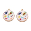 Printed Rack Plating Alloy Enamel Pendants ENAM-T020-02C-1