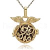 Golden Tone Brass Hollow Round Cage Pendants KK-J230-06G-3