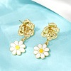 Daisy Flower Brass Dangle Stud Earrings EJEW-S277-04G-1