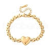 Heart 304 Stainless Steel Panther Chain Bracelets for Women BJEW-R027-02G-4