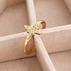 Rack Plating Star Brass Micro Pave Clear Cubic Zirconia Cuff Rings for Women RJEW-M028-122G-4