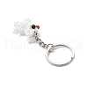 Rabbit Glass Seed Bead with Natural Carnelian Beads and Natural Black Onyx Round Beads Keychains KEYC-MZ00036-4
