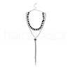 Brass Full Rhinestone Flat Round Tassel Y Necklaces for Women NJEW-M104-01S-01-2