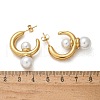 304 Stainless Steel & ABS Plastic Imitation Pearl Half Hoop Stud Earrings EJEW-S253-19G-3