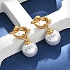 304 Stainless Steel Plastic Imitation Pearl Round Dangle Stud Earrings EJEW-V008-02G-4